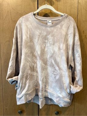 all in motion Light cream tie dye Crewneck oversized Sweatshirt with pockets